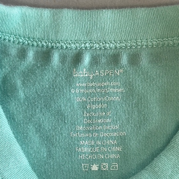 Baby Aspen Green and White Footies One Piece with Soft Cotton - Picture 2 of 4